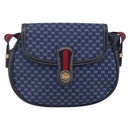GUCCI Micro GG Supreme Sherry Line Shoulder Bag PVC Blue Gold Auth ep11855-13
