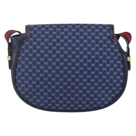 GUCCI Micro GG Supreme Sherry Line Shoulder Bag PVC Blue Gold Auth ep11855 - 0