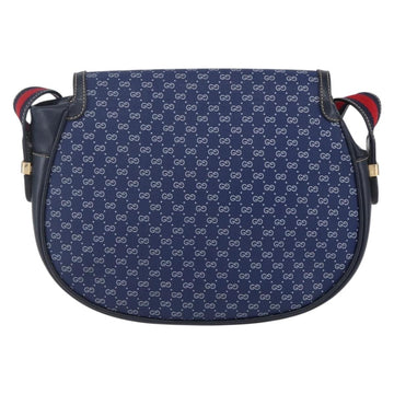 GUCCI Micro GG Supreme Sherry Line Shoulder Bag PVC Blue Gold Auth ep11855 - 0