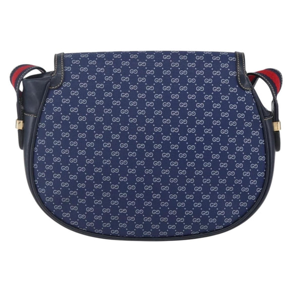 GUCCI Micro GG Supreme Sherry Line Shoulder Bag PVC Blue Gold Auth ep11855