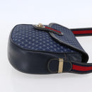 GUCCI Micro GG Supreme Sherry Line Shoulder Bag PVC Blue Gold Auth ep11855-4