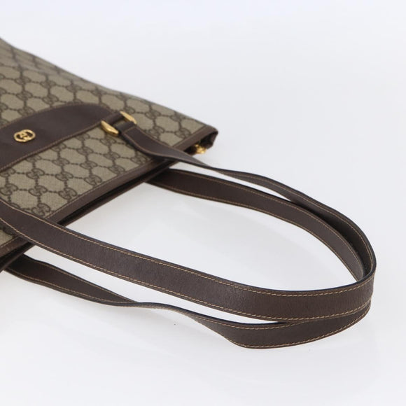 GUCCI GG Supreme Tote Bag PVC Beige Gold Auth ep11864