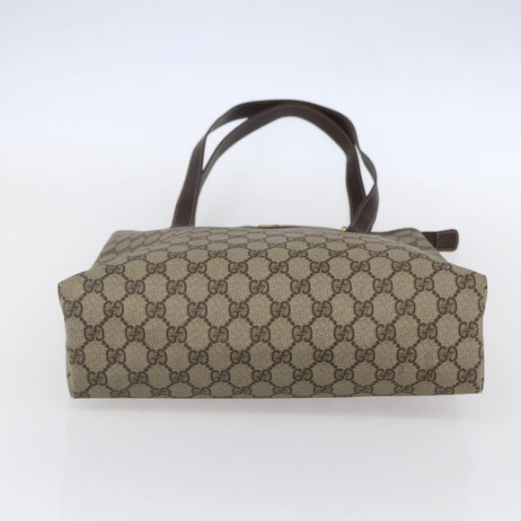 GUCCI GG Supreme Tote Bag PVC Beige Gold Auth ep11864