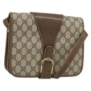 GUCCI GG Supreme Shoulder Bag PVC Beige Gold Auth ep11867-1