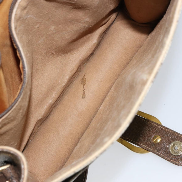 GUCCI GG Supreme Shoulder Bag PVC Beige Gold Auth ep11867