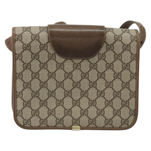 GUCCI GG Supreme Shoulder Bag PVC Beige Gold Auth ep11867