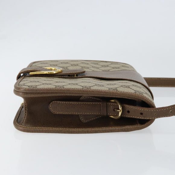 GUCCI GG Supreme Shoulder Bag PVC Beige Gold Auth ep11867