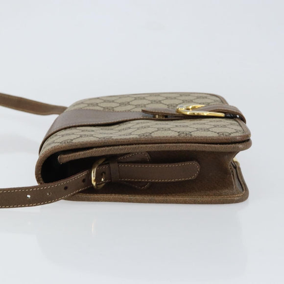 GUCCI GG Supreme Shoulder Bag PVC Beige Gold Auth ep11867