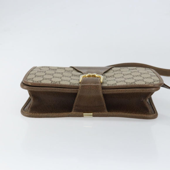 GUCCI GG Supreme Shoulder Bag PVC Beige Gold Auth ep11867