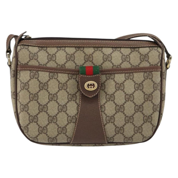 GUCCI GG Supreme Web Sherry Line Bag PVC Beige Gold 001 904 2032 Auth ep11871