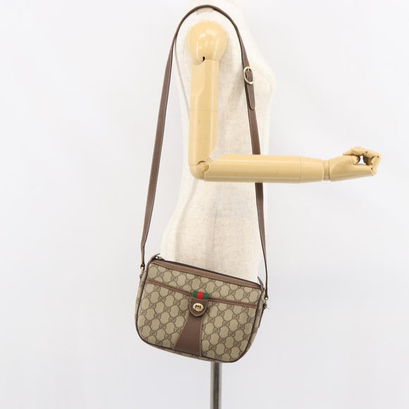 GUCCI GG Supreme Web Sherry Line Bag PVC Beige Gold 001 904 2032 Auth ep11871