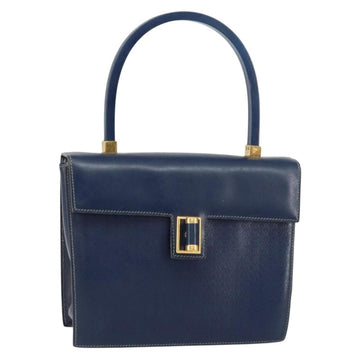 GUCCI Hand Bag Leather Navy Gold 000 46 0096 Auth ep11875