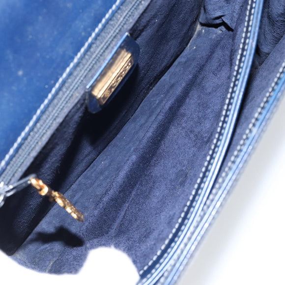 GUCCI Hand Bag Leather Navy Gold 000 46 0096 Auth ep11875