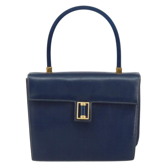 GUCCI Hand Bag Leather Navy Gold 000 46 0096 Auth ep11875