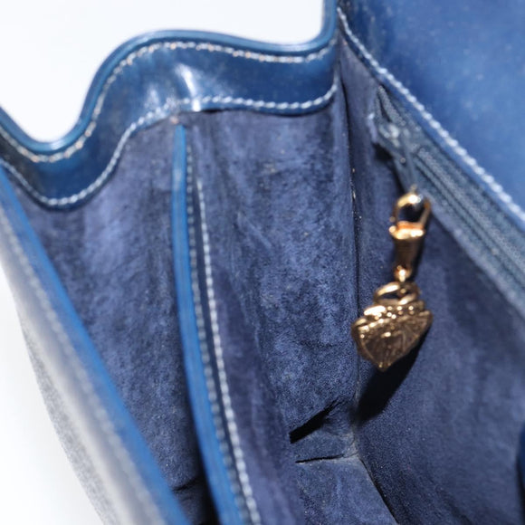 GUCCI Hand Bag Leather Navy Gold 000 46 0096 Auth ep11875