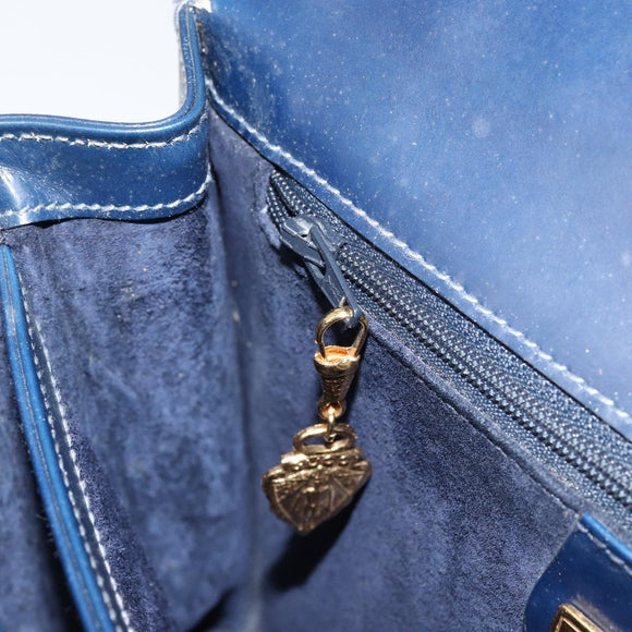 GUCCI Hand Bag Leather Navy Gold 000 46 0096 Auth ep11875