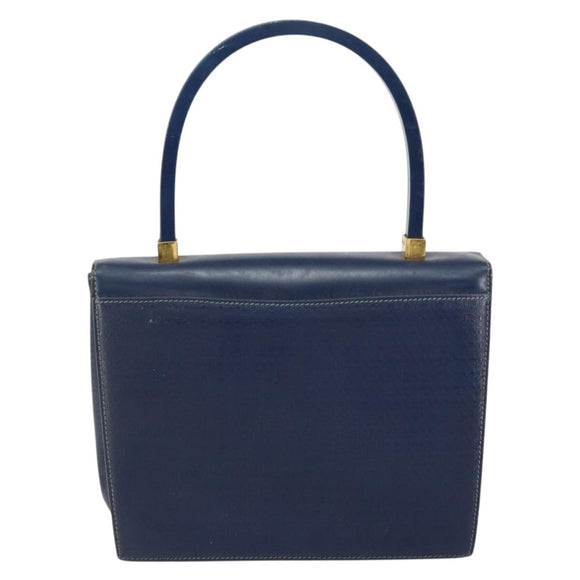 GUCCI Hand Bag Leather Navy Gold 000 46 0096 Auth ep11875