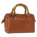 GUCCI Bamboo Hand Bag Leather Brown Gold 007 3444 0232 Auth ep11877-1