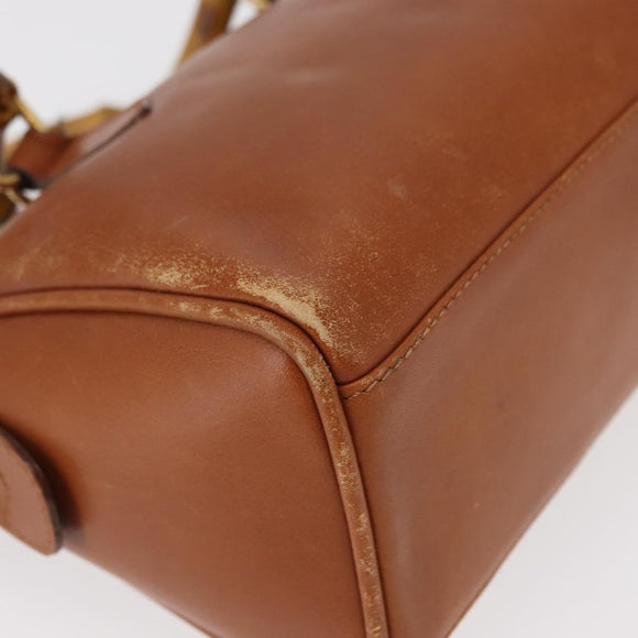 GUCCI Bamboo Hand Bag Leather Brown Gold 007 3444 0232 Auth ep11877