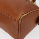 GUCCI Bamboo Hand Bag Leather Brown Gold 007 3444 0232 Auth ep11877-12