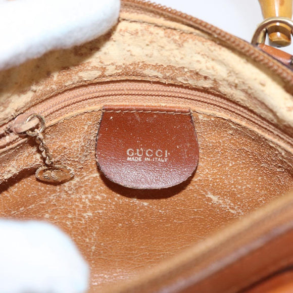 GUCCI Bamboo Hand Bag Leather Brown Gold 007 3444 0232 Auth ep11877