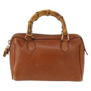 GUCCI Bamboo Hand Bag Leather Brown Gold 007 3444 0232 Auth ep11877-2