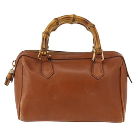 GUCCI Bamboo Hand Bag Leather Brown Gold 007 3444 0232 Auth ep11877 - 0