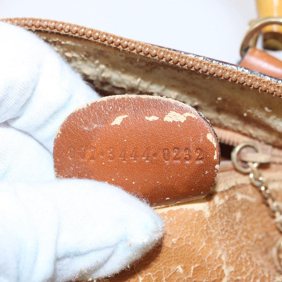 GUCCI Bamboo Hand Bag Leather Brown Gold 007 3444 0232 Auth ep11877