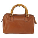 GUCCI Bamboo Hand Bag Leather Brown Gold 007 3444 0232 Auth ep11877-3