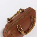 GUCCI Bamboo Hand Bag Leather Brown Gold 007 3444 0232 Auth ep11877-6