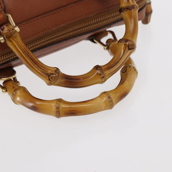 GUCCI Bamboo Hand Bag Leather Brown Gold 007 3444 0232 Auth ep11877