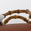 GUCCI Bamboo Hand Bag Leather Brown Gold 007 3444 0232 Auth ep11877-8