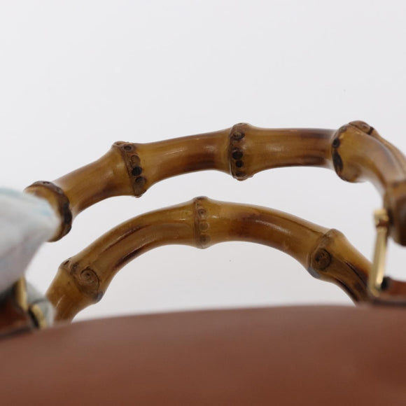 GUCCI Bamboo Hand Bag Leather Brown Gold 007 3444 0232 Auth ep11877