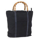 GUCCI Bamboo Hand Bag Nylon Black Silver 000 3754 0508 Auth ep11878-1