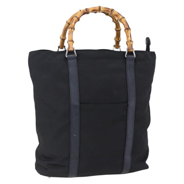 GUCCI Bamboo Hand Bag Nylon Black Silver 000 3754 0508 Auth ep11878