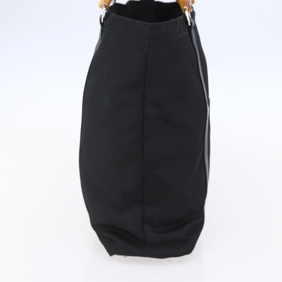 GUCCI Bamboo Hand Bag Nylon Black Silver 000 3754 0508 Auth ep11878