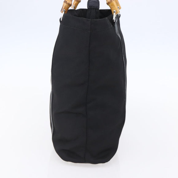 GUCCI Bamboo Hand Bag Nylon Black Silver 000 3754 0508 Auth ep11878