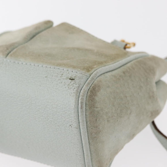 GUCCI Shoulder Bag Suede 2way Light Blue Gold 007 1793 0238 Auth ep11879