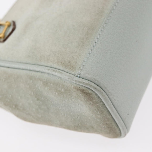 GUCCI Shoulder Bag Suede 2way Light Blue Gold 007 1793 0238 Auth ep11879