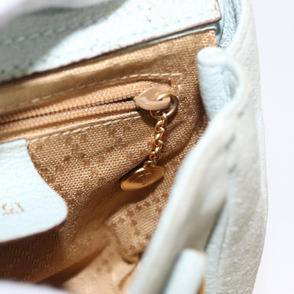 GUCCI Shoulder Bag Suede 2way Light Blue Gold 007 1793 0238 Auth ep11879