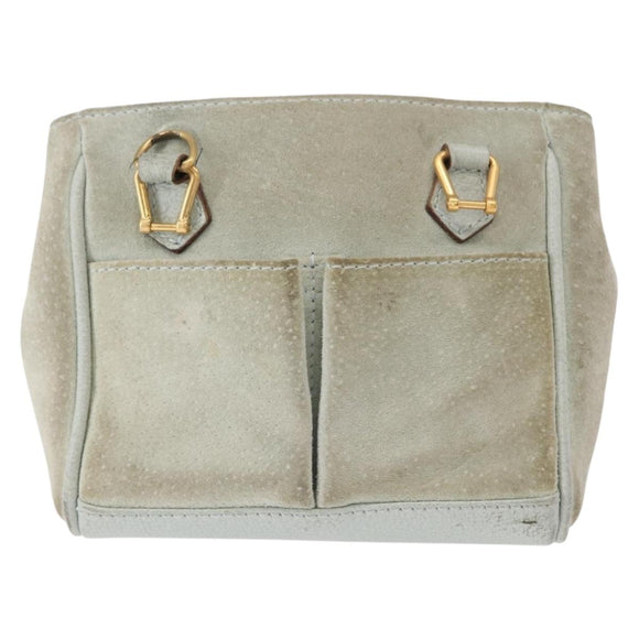 GUCCI Shoulder Bag Suede 2way Light Blue Gold 007 1793 0238 Auth ep11879