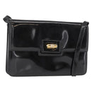 GUCCI Shoulder Bag Enamel Black Gold 004 33 0280 Auth ep11880-1