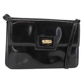 GUCCI Shoulder Bag Enamel Black Gold 004 33 0280 Auth ep11880