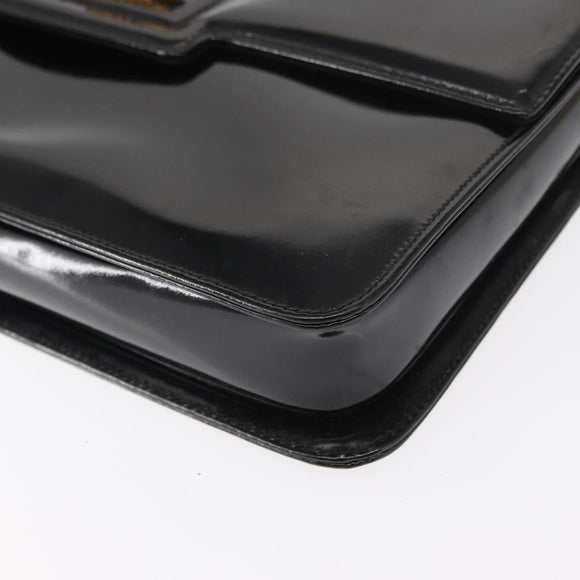 GUCCI Shoulder Bag Enamel Black Gold 004 33 0280 Auth ep11880