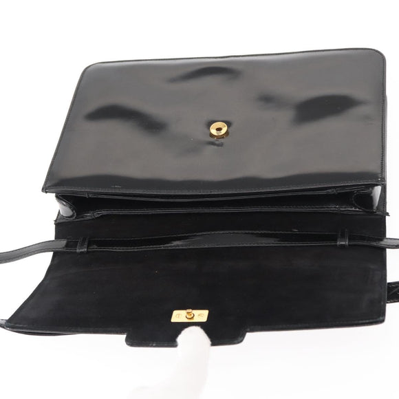 GUCCI Shoulder Bag Enamel Black Gold 004 33 0280 Auth ep11880