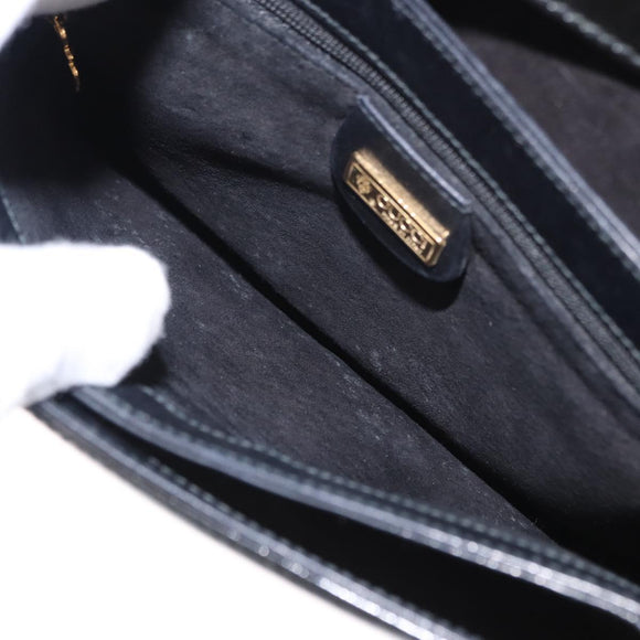 GUCCI Shoulder Bag Enamel Black Gold 004 33 0280 Auth ep11880