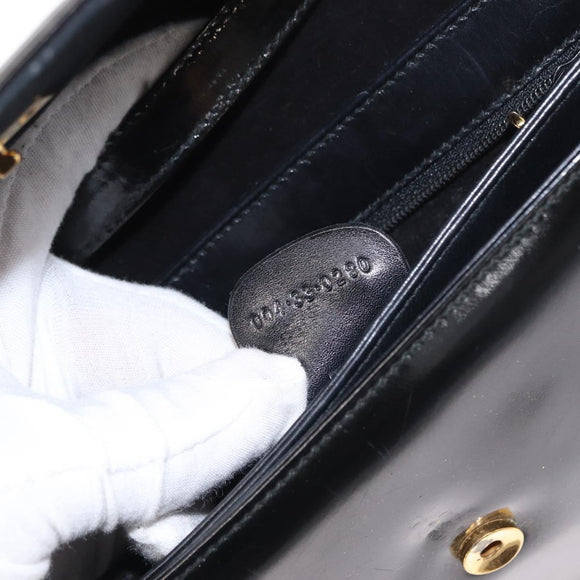 GUCCI Shoulder Bag Enamel Black Gold 004 33 0280 Auth ep11880