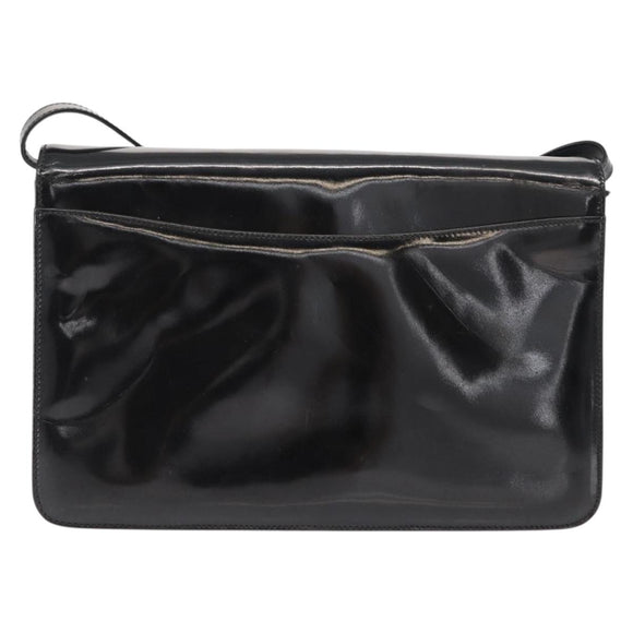 GUCCI Shoulder Bag Enamel Black Gold 004 33 0280 Auth ep11880