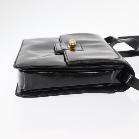 GUCCI Shoulder Bag Enamel Black Gold 004 33 0280 Auth ep11880