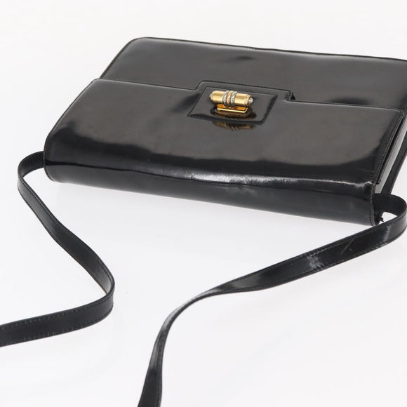 GUCCI Shoulder Bag Enamel Black Gold 004 33 0280 Auth ep11880